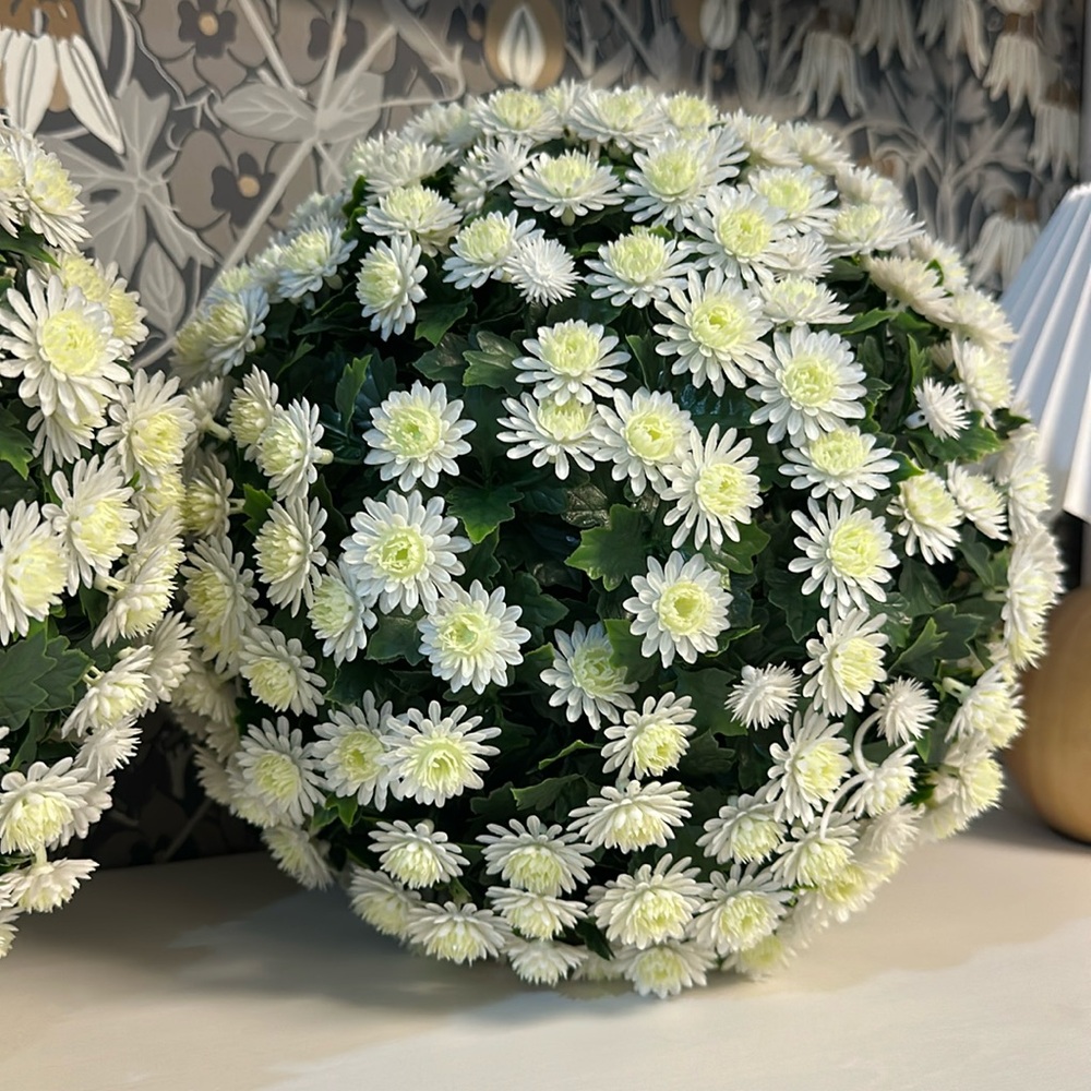 2 Faux Mum 12” outdoor decor balls